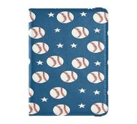 ISAOA Porta passaporto, portafoglio porta carte di vaccino, porta carte di credito in pelle, motivo baseball e stelle bianche, organizer per documenti da viaggio