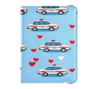 ISAOA Porta passaporto portafoglio porta carte di vaccino porta carte in pelle custodia per carte di credito auto della polizia modello cuore organizzatore documenti da viaggio