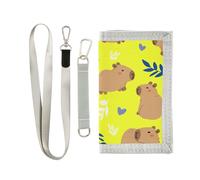 ISAOA Portafogli gialli per bambini Capybara per ragazzi e ragazze, portafoglio trifold per bambini, con tasca portamonete con cerniera e porta carte, portafoglio novità per regali di compleanno per