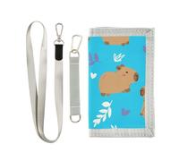 ISAOA Portafogli per bambini blu con motivo Capybara per ragazzi e ragazze, portafoglio a tre ante con tasca portamonete con cerniera e porta carte, portafoglio novità per regali di compleanno per