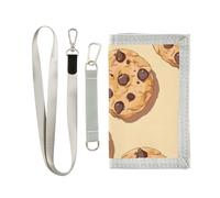 ISAOA Portafogli per bambini con biscotti e gocce di cioccolato, per ragazzi e ragazze, portafoglio a tre ante con tasca portamonete con cerniera e porta carte, portafoglio novità per regali di