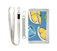 ISAOA Portafogli per bambini con cubetti di ghiaccio blu limone per ragazzi e ragazze, portafoglio a tre ante con tasca portamonete con cerniera e porta carte, portafoglio novità per regali di