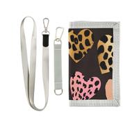 ISAOA Portafogli per bambini con cuori leopardati per ragazzi e ragazze, portafoglio a tre ante con tasca portamonete con cerniera e porta carte, portafoglio novità per regali di compleanno per