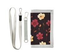 ISAOA Portafogli per bambini con fiori gialli e rossi, per ragazzi e ragazze, portafoglio a tre ante con tasca per monete con cerniera e porta carte, portafoglio novità per regali di compleanno per