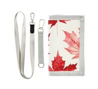 ISAOA Portafogli per bambini con foglia d'acero rossa, per ragazzi e ragazze, portafoglio a tre ante con tasca portamonete con cerniera e porta carte, portafoglio novità per regali di compleanno per