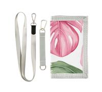 ISAOA Portafogli per bambini con foglie tropicali, per ragazzi e ragazze, portafoglio a tre ante con tasca portamonete con cerniera e porta carte, portafoglio novità per regali di compleanno per