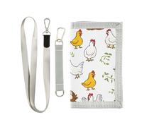 ISAOA Portafogli per bambini con motivo a uova di gallina, colore bianco e giallo, portafoglio a tre ante con tasca per monete con cerniera e porta carte, portafoglio novità per regali di compleanno