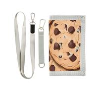 ISAOA Portafogli per bambini con motivo biscotti con gocce di cioccolato, portafoglio a tre ante con tasca portamonete con cerniera e porta carte, portafoglio novità per regali di compleanno per