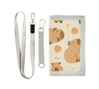 ISAOA Portafogli per bambini con motivo Capybara arancione per bambini e ragazze, portafoglio a tre ante con tasca portamonete con cerniera e porta carte, portafoglio novità per regali di compleanno