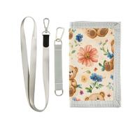 ISAOA Portafogli per bambini con orsi e fiori, per ragazzi e ragazze, portafoglio a tre ante con tasca per monete con cerniera e porta carte, portafoglio novità per regali di compleanno per bambini