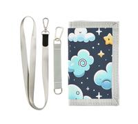 ISAOA Portafogli per bambini con pinguino sulla luna e stella per ragazzi e ragazze, portafoglio a tre ante con tasca portamonete con cerniera e porta carte, portafoglio novità per regali di