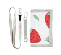 ISAOA Portafogli per bambini con sfondo bianco fragola, per ragazzi e ragazze, portafoglio a tre ante con tasca portamonete con cerniera e porta carte, portafoglio novità per regali di compleanno per