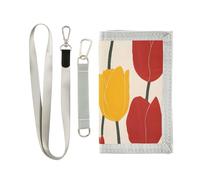 ISAOA Portafogli per bambini con tulipani rossi e gialli, per ragazzi e ragazze, portafoglio a tre ante con tasca portamonete con cerniera e porta carte, portafoglio novità per regali di compleanno