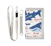 ISAOA Portafogli per bambini senza cuciture, con lettera di squalo, per ragazzi e ragazze, portafoglio a tre ante con tasca per monete con cerniera e porta carte, portafoglio novità per regali di