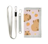 ISAOA Portafogli rosa Capybara arancione per bambini per ragazzi e ragazze, portafoglio a tre ante con tasca portamonete con cerniera e porta carte, portafoglio novità per regali di compleanno per