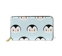 ISAOA Portafoglio in pelle con motivo senza cuciture di simpatico pinguino in stile cartone animato, borsa multifunzione con cerniera, borsa porta carte di grande capacità, 19 cm, #01, Taglia unica,