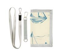 ISAOA Portafoglio per bambini con barca a vela e l'arte delle linee, portafoglio a tre ante con tasca portamonete con cerniera e porta carte, portafoglio novità per regali di compleanno per bambini