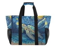 ISAOA Sea Turtle Seashells Moon Beach Bags for Women Large Waterproof Beach Tote Bag Travel Pool Yoga Nurse Shopping Bag