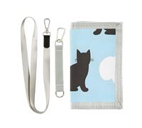 ISAOA Silhouette - Portafogli per bambini con motivo a cuori e gatti, portafoglio a tre ante con tasca portamonete con cerniera e porta carte, portafoglio novità per regali di compleanno per bambini