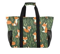 ISAOA Simpatico cartone animato volpi ed erba borse da spiaggia per le donne grande impermeabile spiaggia Tote bag viaggio piscina yoga infermiera shopping tote bag
