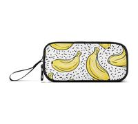 ISAOA Simple Line - Astuccio grande con motivo a banana, 3 scomparti, portatile, grande, per adolescenti, ragazzi, ragazze, adulti, studenti, Motivo Banana Giallo Linea Semplice, Taglia unica