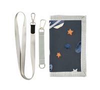 ISAOA Space Planets Rocks Stars - Portafogli per bambini per ragazzi e ragazze, portafoglio a tre ante con tasca portamonete con cerniera e porta carte, portafoglio novità per regali di compleanno per