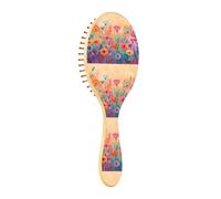 ISAOA Spazzola districante per capelli bagnati, per tutti i tipi di capelli, setole morbide che scivolano attraverso i grovigli con facilità fiori selvatici dei cartoni animati per capelli bagnati e