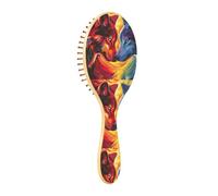 ISAOA Spazzola districante per capelli bagnati, tutti i tipi di capelli, setole morbide scivolano attraverso i grovigli con facilità lupi rossi e blu faccia a faccia per capelli bagnati e asciutti