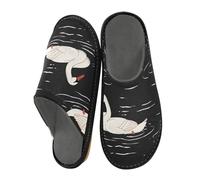 ISAOA Swan House Pantofole per donne e uomini, pantofole antiscivolo calde pantofole da casa per interni ed esterni, 34-35, cigno, 38/39 EU