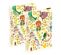 ISAOA - Taccuino A5 con rilegatura a spirale, motivo: animali selvatici, iguana, giraffa, ippopotamo, elefante, coccodrillo, giaguaro, leone, koala, avvoltoio, quaderno a righe, 120 pagine, 15 x 21 cm