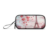 ISAOA Torre Eiffel con coppia di innamorati, grande capacità, astuccio a 3 scomparti, portatile, grande, per adolescenti, ragazzi, ragazze, adulti, studenti, Torre Eiffel con amore di coppia, Taglia