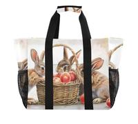 ISAOA Tre simpatici conigli marroni intorno al cestino borse da spiaggia per le donne grande borsa da spiaggia impermeabile borsa da viaggio piscina yoga infermiera shopping bag