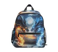 ISAOA Two Dragon Fire - Zaino scolastico per bambini, piccolo, a tracolla, per scuola materna, stile casual, per ragazzi e ragazze