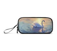 ISAOA Un bellissimo astuccio grande con cigno e 3 scomparti, portatile, grande, per adolescenti, ragazzi, ragazze, adulti, studenti, Un bellissimo cigno, Taglia unica, Organizer per borse