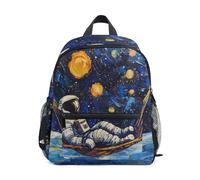 ISAOA Un semplice dipinto di un astronauta su un'amaca guardando la notte stellata zaino per bambini piccolo zaino scuola bambino scuola zaino casual per ragazzi ragazze