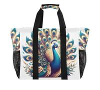 ISAOA Una bella borsa da spiaggia con pavone da donna, grande, impermeabile, da spiaggia, da viaggio, piscina, yoga, infermiera, shopping