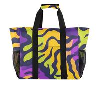 ISAOA Verde Giallo Viola Tiger Stripes Pattern Beach Bags per le Donne Grande Impermeabile Spiaggia Tote Bag Viaggi Piscina Yoga Infermiera Shopping Tote Bag