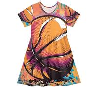 ISAOA Vestito estivo da bambina, a maniche corte, per bambini, 2-8 anni, con design pop art, Multi, 5-6 Anni