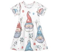 ISAOA Vestito estivo da bambina a maniche corte per bambini, 2-8 anni, elfo di Natale, Multi, 4 anni