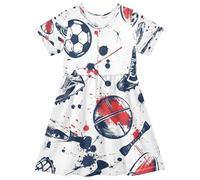 ISAOA Vestito estivo da bambina a maniche corte per bambini 2-8T attrezzatura sportiva, Multi, 2 anni