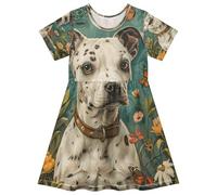 ISAOA Vestito estivo da bambina a maniche corte per bambini 2-8T Garden Dog Butterfly, Multi, 2 anni
