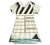 ISAOA Vestito estivo da bambina a maniche corte per bambini 2-8T Storyboard, Multi, 4 anni