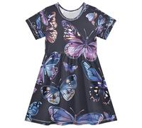 ISAOA Vestito estivo da bambina a maniche corte per bambini prendisole 2-8T belle farfalle, Multi, 4 anni