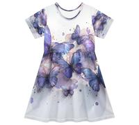 ISAOA Vestito estivo da bambina a maniche corte per bambini prendisole 2-8T farfalle le cui ali, Multi, 5-6 Anni