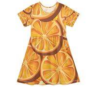 ISAOA Vestito estivo da bambina a maniche corte prendisole per bambini 2-8T pezzi arancioni, Multi, 4 anni