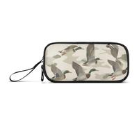 ISAOA Wild Duck in sfondo mimetico, grande capacità, astuccio a 3 scomparti, astuccio portatile di grandi dimensioni per adolescenti, ragazzi, ragazze, adulti, studenti, Anatra selvaggia in sfondo