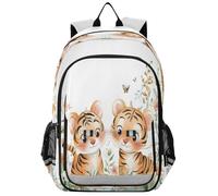 ISAOA Zainetto per la scuola, borsa da viaggio, con due tigri, per ragazze, ragazzi, adolescenti