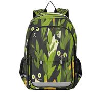ISAOA Zaino, borsa da scuola, borsa da viaggio, colore nero e bianco, con erba gatta, per ragazze, ragazzi, adolescenti