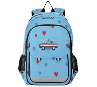 ISAOA Zaino, borsa da scuola, borsa da viaggio, motivo: auto della polizia, sfondo blu, per ragazze, ragazzi, adolescenti