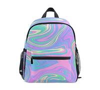 ISAOA - Zaino da bambina con unicorno arcobaleno e marmo, olografico, per bambini, con cinghia toracica, per asilo nido o asilo nido, Multi, Taglia unica, Zaino daypack